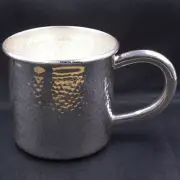 Solid S999 Fine Silver Tea Cup Handmade Handle Hammer Mug Coffee Cup 4.2inch H