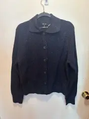 Chloe + Jasmine navy blue button up sweater size L NWT