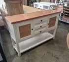 White Cabinet With Rattan Doors Hallway Table Console Sideboard