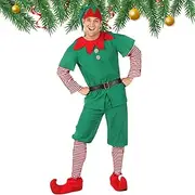 Elfs Costume With Elfs Hat Belt Socks, Santa's Helper Costumes For Women Men, Women Elfs Costume Suit Elfs Hat Santa Dress - Christmas Elfs Outfit For Holiday Parties