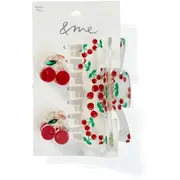 &me Women's Cherry Claw Clip 3 Pack - Red & Green
