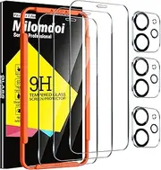 Milomdoi 3 Pack Screen Protector for Apple iPhone 12 with 3 Pack Tempered Glass Camera Lens Protector, Ultra 9H Accessories, Case Friendly, Mounting Frame, 2.5D Curved, Transparent