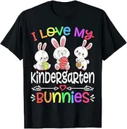 [X.Style] I Love My Kindergarten Bunnies Teacher Easter Day Bunny Egg ds839 T-Shirt (S) Black