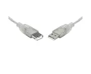 8Ware 0.25m USB 2.0 Extension Cable A to A Male to Female Transparent Data Sync
