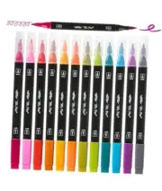 - Dual Tip Brush Pens, 12 pcs, Vibrant Colors, Brush and Fine Tip Marker,