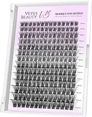 VEYESBEAUTY Lash Clusters Individual Eyelash Extensions Thin & Invisible Band DIY False Eyelashes for Self-application Newbie's Five-Second Series Wispy Lash Tray, Boldeye 8-16mm Mixed Length