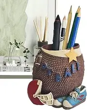 Cute Pen Holder, Football Desk Organizer, Brush Holder Desk Caddy, Football Theme Stationery Holder, Desk Caddy With Football Hat, Cool Stationery Organizer, Multifunctional Desk Accessories