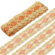 10 Yard Sequins Beaded Lace Trim 2.36" Sequins Lace Mesh Ribbon Orange
