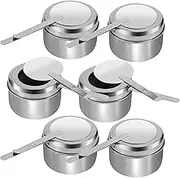 6Pcs Stainless Steel Chafing Fuel Holder with Safety Cover Round Chafe Wick Fuel Holder Rustproof Canned Heat Fuel Box Holder for Chafing Dish Buffet Barbecue Chafers