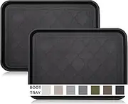 Boot Tray for Entryway Indoor, Heavy Duty Shoe Mat Tray 2 Packs, 16.7"x12.8" Waterproof Shoes Trays with Raised Edge, Outdoor Multi-Purpose Mats for Boots, Garden, Pets