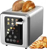 6 in 1 Toaster 2 Slice Wide Slot, Smart Toaster with Screen Touch, 6 Bread Types & 6 Shade Settings, Defrosting Function, Timer, Digital Stainless Steel Toasters for Home Kitchen