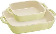 staub Dish Z1029-462 Rectangular Dish (5.5 x 4.3 inches (14 x 11 cm) / 7.9 x 6.3 inches (20 x 16 cm), Set of 2, Macaron Green, Ceramic Set, Au Gratin Dish, Oven, Microwave Safe