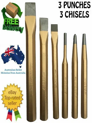 JULONG 6 Pieces Punch & Cold Chisel Set Extra Strong Chrome Vanadium Steel