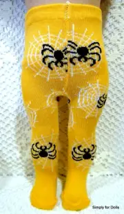 GOLD & BLACK Halloween "SPIDER WEB" TIGHTS fits 18" American Girl DOLL CLOTHES