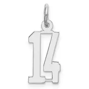 Sterling Silver Silver/Rhodium-Plated Elongated Number 14 Charm
