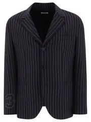 [Off-White] Off-White-Pinstriped Blazer Giacche Blu-Uomo 48
