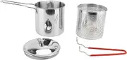 Deep Fryer Pot with Basket, Small Stainless Steel Deep Frying Pot with Strainer Basket Lid Milk Pan Food Cooking Pot for Kitchen French Fries, Fry Pot with Easy Grip Handle