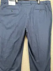 Nautica Pants Mens 47 Blue Plaid Dress Slacks Trouser Flat Front Straight NEW