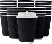 Disposable Coffee Cups 8Oz 12Oz 16Oz Bulk Takeaway Paper Triple Wall Take Awa...
