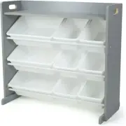 Space-Saving 4-Tier Toy Storage Shelf with Removable Bins for Toddler Safety