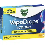 Vicks Vapodrop & Cough Sore Throat Lozenges Honey Lemon 16 pack