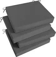 Basic Beyond Outdoor Chair Cushions Set of 4, Square Corner Outdoor Cushions for Patio Furniture, Water Resistant Patio Chair Cushions with 2 Ties, 18.5x16x3, Charcoal Grey
