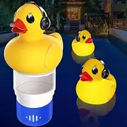 Chsuiwe Pool Chlorine Floater with Light,Duck Chlorines Floaters with Adjustable Flow,Solar Chlorine Floater w/Large Capacity,Floating chlorines Dispenser for Pool,Hot Tub chlorines Floaters,Dark Bule