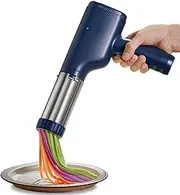 [HLUCKT] Electric Pasta Maker Machine, Portable Handheld Automatic Noodle Maker, 30S Fast, 3 Noodle Molds, Blue, Stainless Steel