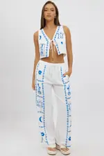White Tie Up Front Top - Size 14L, Women's Jacket