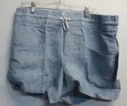 ATHLETA LADIES CABO LINEN 4" SHORT - BLUE