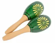 MARACAS - CPK Plastic Oval Shape, Green, Pair 9" long