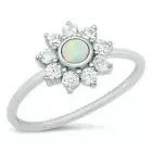 Mandala Ring Genuine Sterling Silver 925 White Lab Opal Face Height 10mm Size 10
