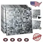 Elegant Peel and Stick Silver Gray Brushed Aluminum Backsplash Tiles - 10 Sheets