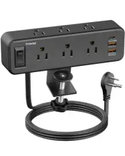 Desk Clamp Power Strip with PD 20W USB C, Desktop Edge Mount Surge Protector ...