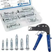 [BESTYCHAO] Heavy Duty Gun Wall Anchor Metal Setting Tool with 24pcs Hollow Wall Anchor Screws Assortment Kit for Cavity Anchor Plasterboard Fixing