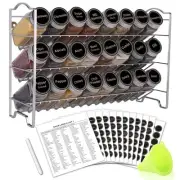 Spice Rack Organizer with 24 Empty Glass Spice Jars, 396 Spice Labels with Ch...