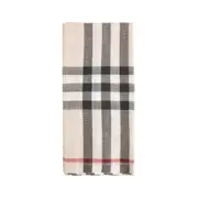 [BURBERRY] Wide Check Wool Silk Scarf Grey