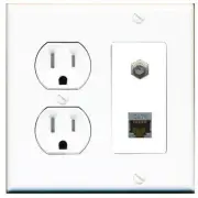 CAT6-SHIELDED COAX Wall Plate-Tamper Proof White