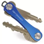 KeySmart Compact Key Holder Organiser Pocket Size Ring Holds 2 to 10 Keys - Blue
