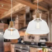 Laya Timber Pendant Light w/ Clear Glass (Small or Large)