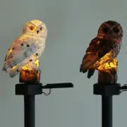 2x Outdoor Solar Power LED Owl Light Garden Yard Landscape Decor Lamp Waterproof