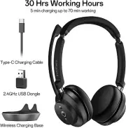 Wireless Stereo Headset with Noise Cancelling Microphone w/ USB Dongle & BT 5.3