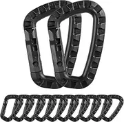 [Manesi] Tactical Carabiner Keychain -12/15/16 Pack Hard Polymer Carabiners D Rings Light Weight Spring Snap Gear Clip Utility Hooks Backpack Hanging Buckle for Outdoor Travelling Camping