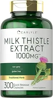 Milk Thistle Capsules | 3000mg | 300 Count | Non-GMO, Gluten Free Extract | by Carlyle