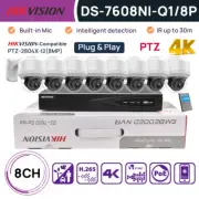 Hikvision 8CH 4K NVR CCTV System 8MP 4X Zoom PTZ IP Camera MIC PoE IR 2.8MM-12MM