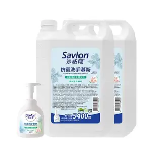 【Savlon 沙威隆】抗菌洗手慕斯 清新草本薄荷 1+2件組(250mlx1+3785mlx2)