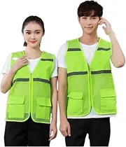 [KGVSLIXYT] Safety Vest High Vis, Mesh Reflective Vest High Visibility Zipper Work Vest For Men Women With Pockets，Applicable Activity Work Safety Vest Construction Vest
