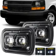 Pair 5x7" 7x6 Halo LED Headlights For Chevrolet Express 1500 2500 3500 Cargo Van (for: Volkswagen)
