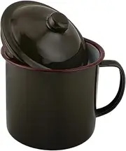 Yardwe Vintage Green Enamel Mug with Lid Outdoor Portable Cup for Camping Travel Home Use Retro Design Spill Resistant Durable Enamelware Tea and Coffee Mug