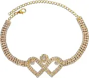 [Generic] Rhinestone Chain Heart Anklet Bracelet,Crystal Heart Pendant Anklets,Boho Foot Chain Bracelet,Crystal Armlet,Rhinestone Leg Bracelet Jewelry